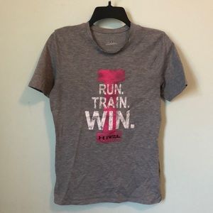 Run Train Win Grey Pink Under Armor Shirt Size Small